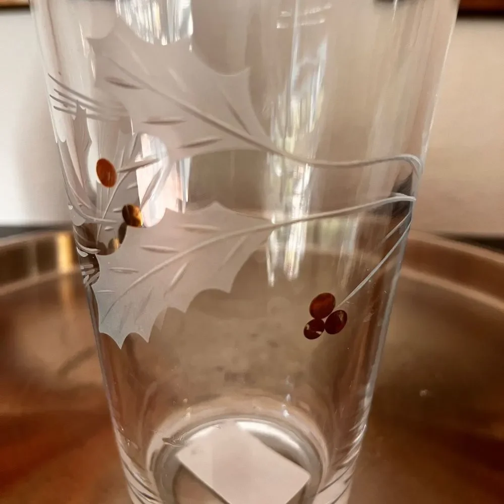 Lenox Clear Shaker Glass  with Frosted Holly Accents